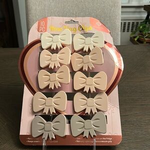 Bow Bag Clips Set - Cream, Tan, Gray